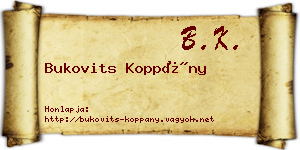 Bukovits Koppány névjegykártya